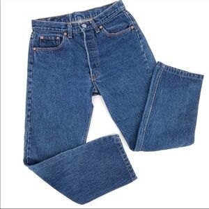 Levi’s 501 Dark Wash Denim High Rise Button Fly Jeans